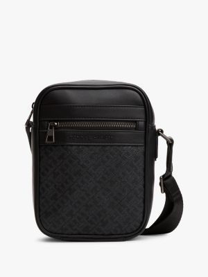 Monogram Logo Mini Reporter Bag, Black