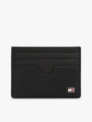 Pebbled Leather Card Holder, Black