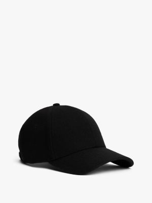 Melton Wool-Blend Baseball Cap, Black