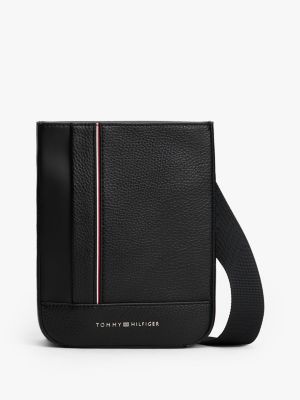 Logo Stripe Pebbled Mini Crossbody Bag, Black