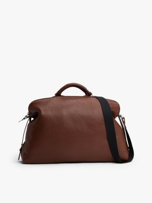 Pebbled Leather Weekender Duffle Bag, Coffee Bean