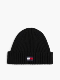 Tommy Jeans Badge Rib-Knit Beanie — Black 1