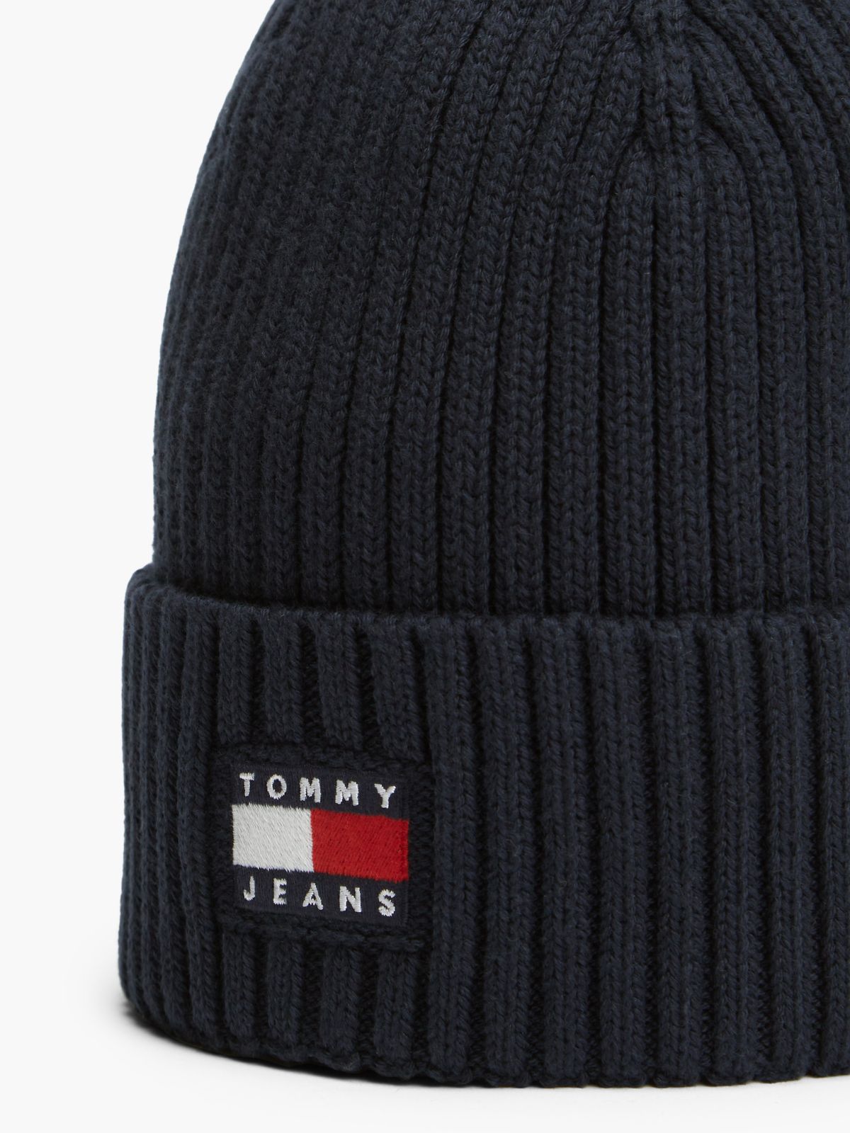 Tommy Jeans Badge Rib-Knit Beanie — Dark Night Navy