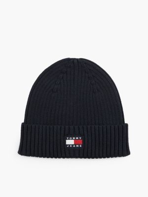 Tommy Jeans Badge Rib-Knit Beanie, Dark Night Navy