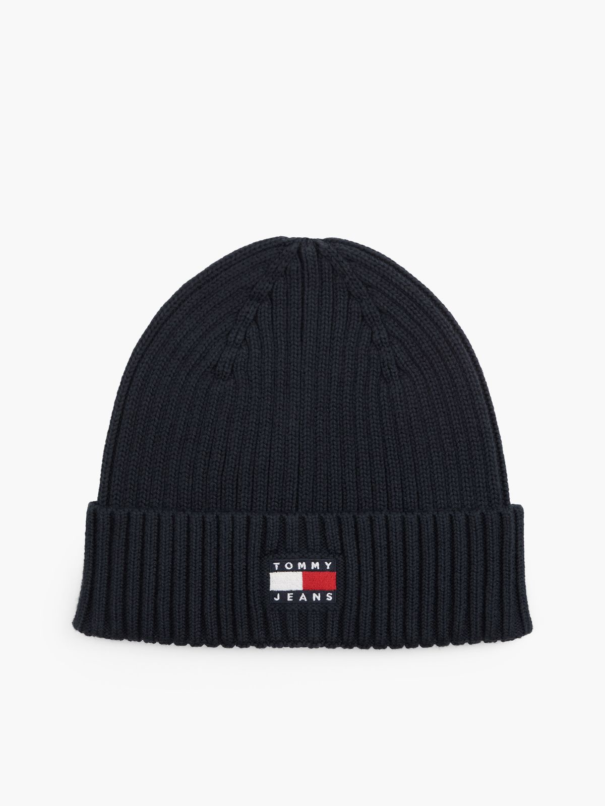 Tommy Jeans Badge Rib-Knit Beanie — Dark Night Navy