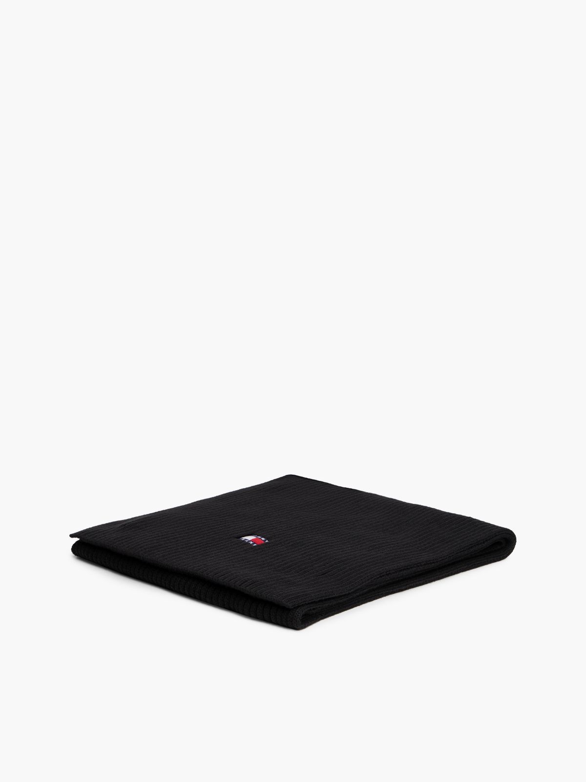 Tommy Jeans Badge Rib-Knit Scarf — Black