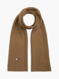 Tommy Jeans Badge Rib-Knit Scarf — Warm Khaki 1