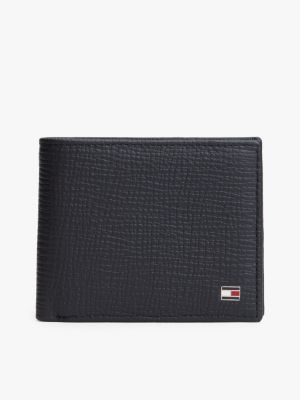 Pebbled Leather Bifold Card Wallet, Space Blue