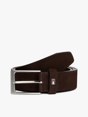 Square-Buckle Nubuck Leather Belt, Testa Di Moro