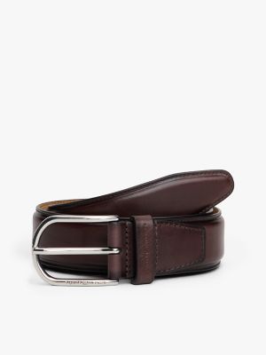 Round Buckle Leather Belt, Coffee Bean