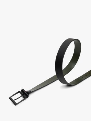 Reversible Leather Belt, Black / Dark Woodland