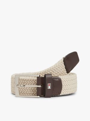 Square Buckle Woven Elastic Belt, Classic Beige / Tan