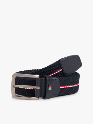 Signature Stripe Woven Elastic Belt, Space Blue