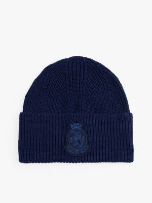 Crest Logo Wool-Cashmere Beanie, Preppy Navy