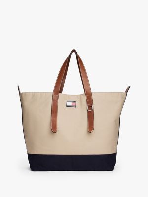 Waxed Cotton Canvas Tote, Classic Beige