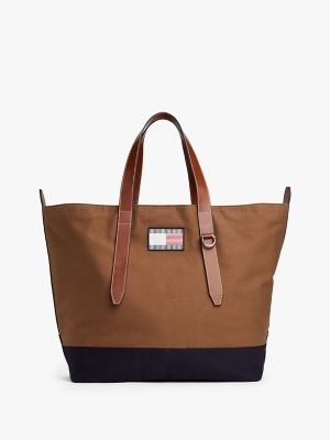 Waxed Cotton Canvas Tote, Rooted Brown