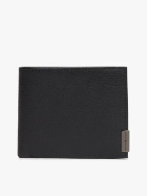 Pebbled Leather Card & Coin Wallet, Black