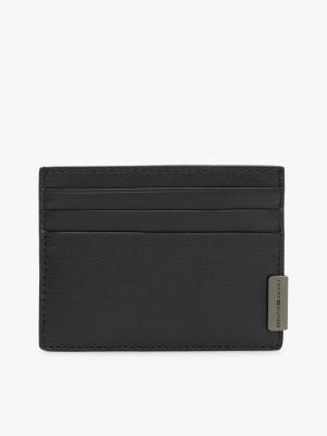 Pebbled Leather Card Holder, Black