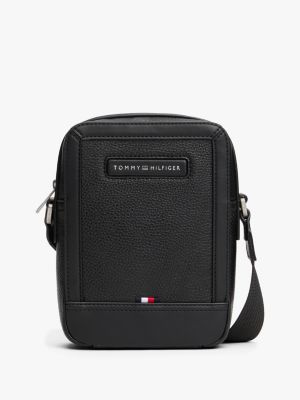 Pebbled Mini Reporter Bag, Black