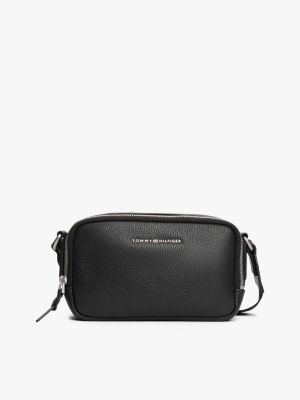 Premium Leather Crossbody Bag, Black
