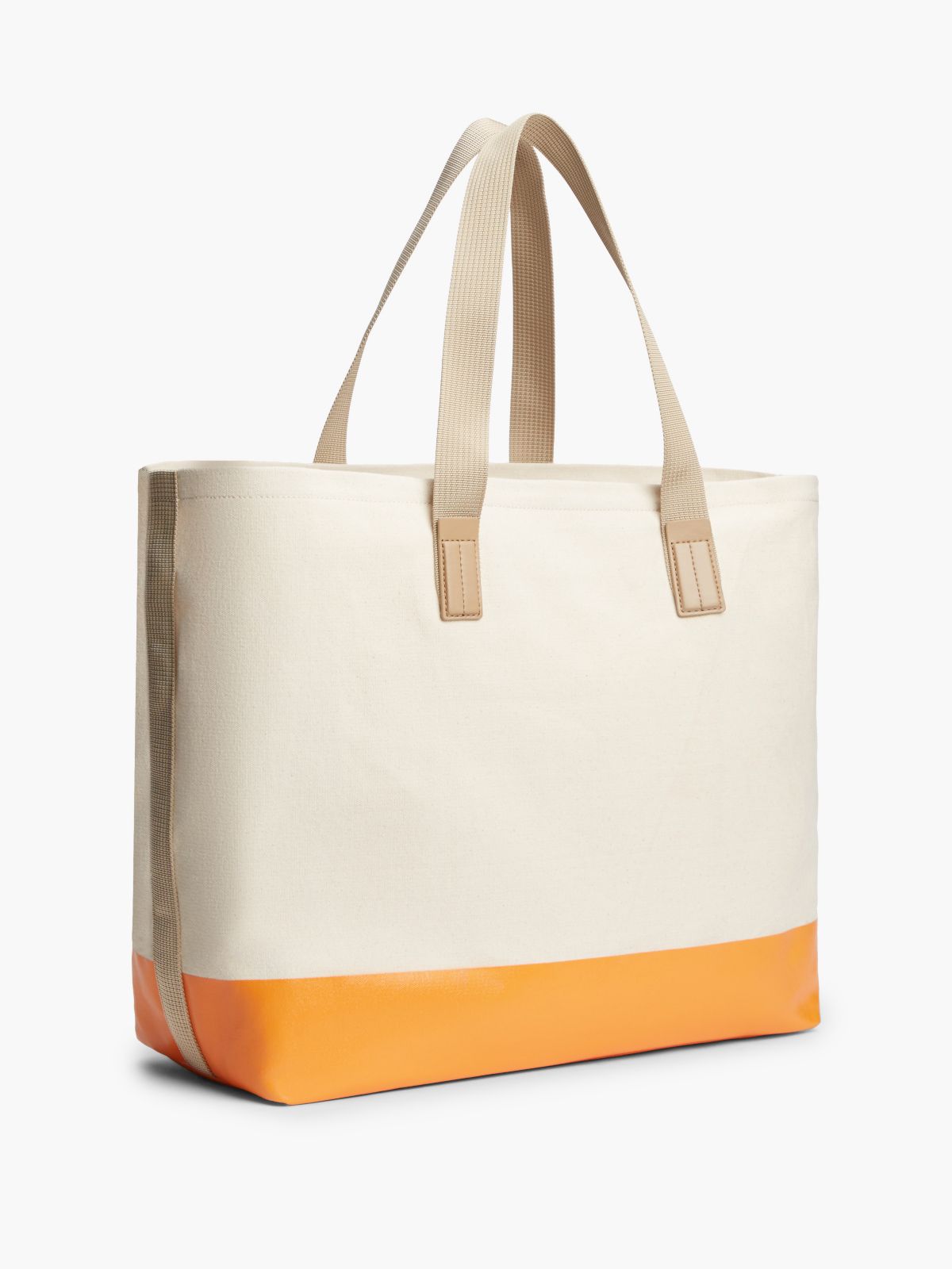 Colorblock Canvas Tote Bag — Classic Beige