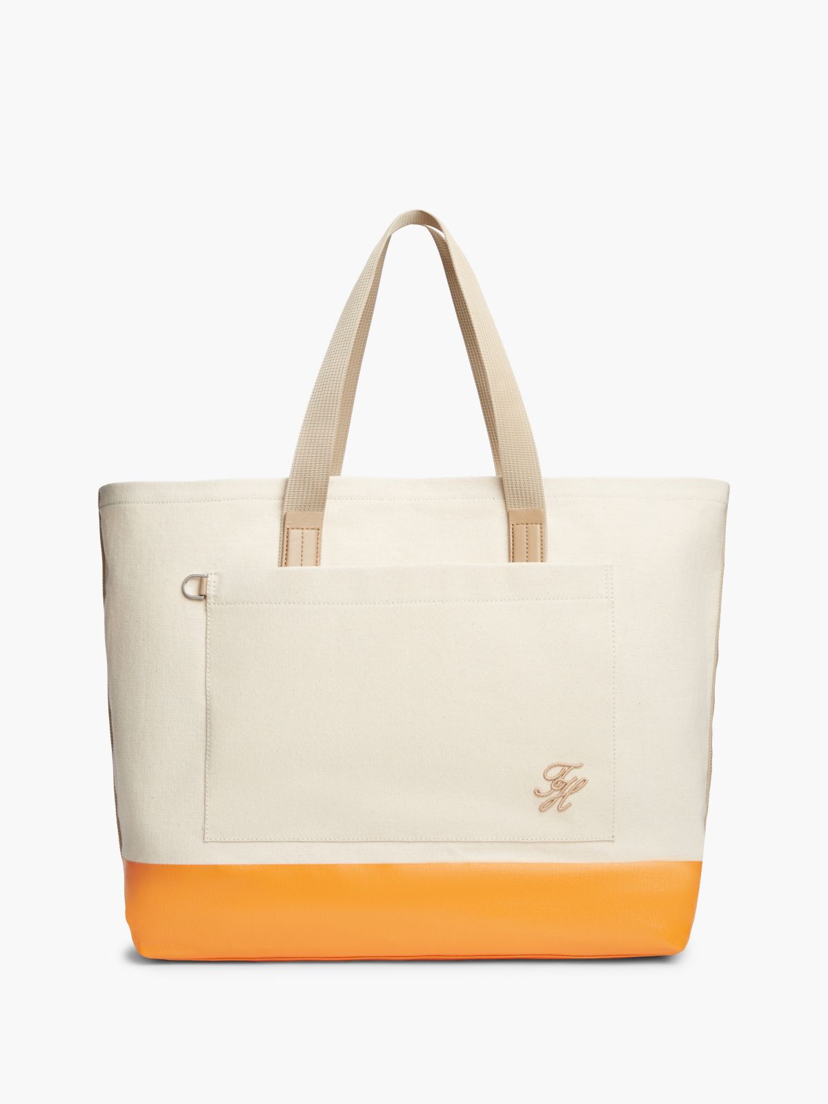 Colorblock Canvas Tote Bag — Classic Beige