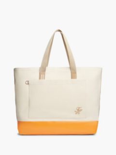 Colorblock Canvas Tote Bag — Classic Beige 1
