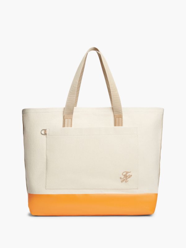 Colorblock Canvas Tote Bag — Classic Beige