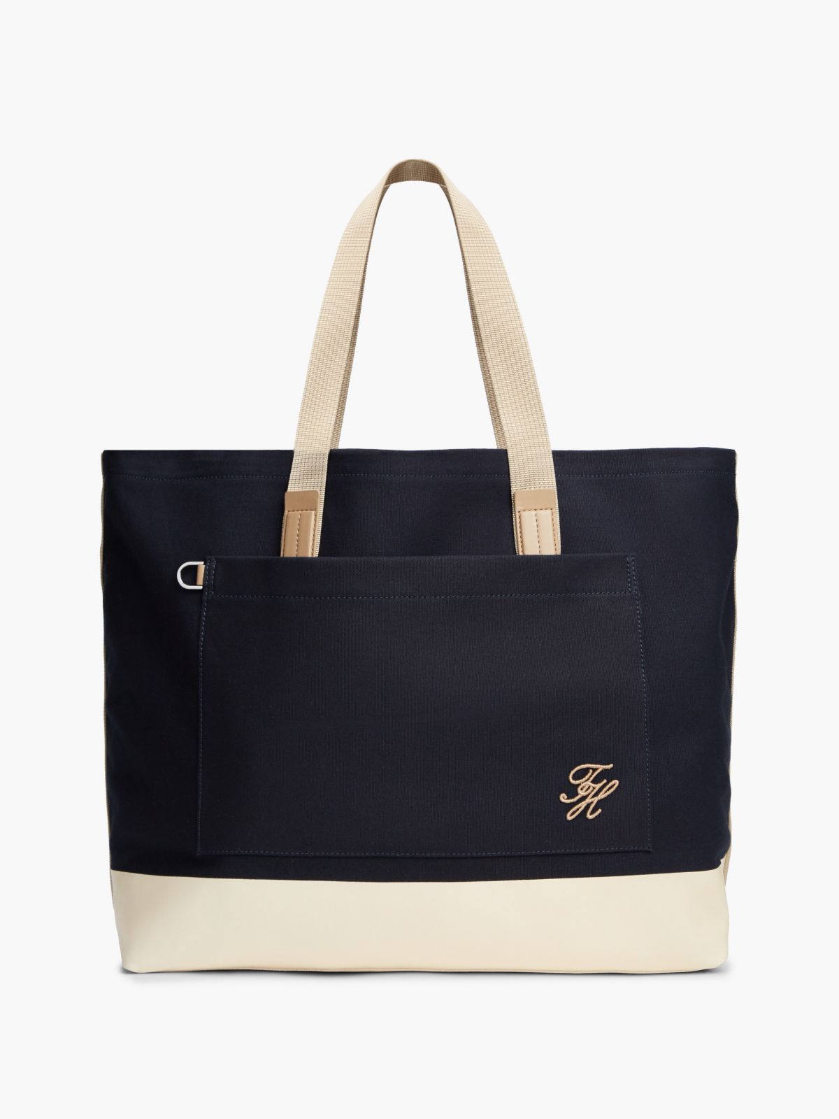 Colorblock Canvas Tote Bag — Space Blue