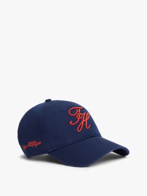 Embroidered Script Monogram Baseball Cap, Preppy Navy