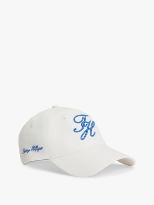 Embroidered Script Monogram Baseball Cap, Ecru