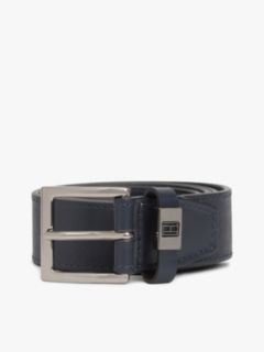 Square Buckle Textured Leather Belt — Space Blue 5
