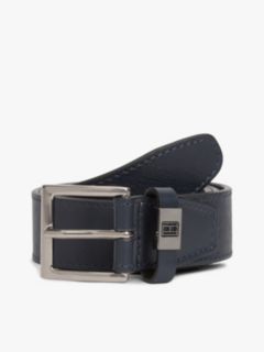 Square Buckle Textured Leather Belt — Space Blue 1