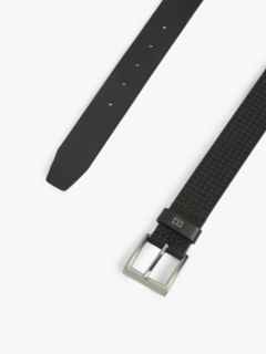 Flag Print Square-Buckle Leather Belt — Black 2