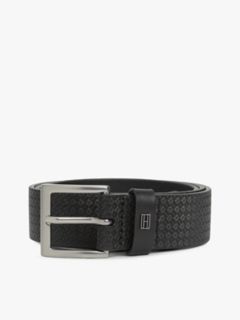 Flag Print Square-Buckle Leather Belt — Black 3