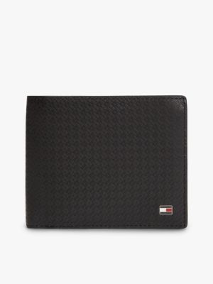 Allover Flag Leather Card & Coin Wallet, Black