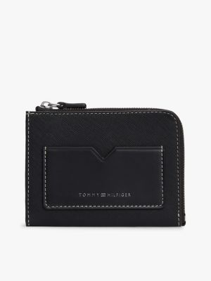 Leather Zip Wallet, Black