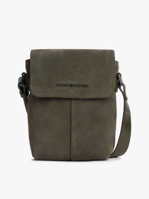 Suede Flap Crossbody Bag, Willow Green