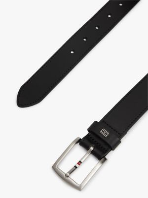 Мужской ремень Tommy Hilfiger Square Buckle Leather Belt, цвет: Чёрный — фото 2