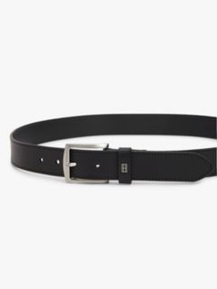 Square Buckle Leather Belt — Black 3
