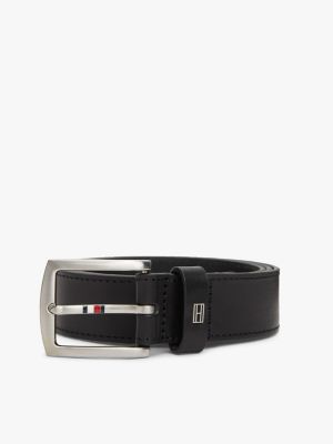 Мужской ремень Tommy Hilfiger Square Buckle Leather Belt, цвет: Чёрный — фото 4