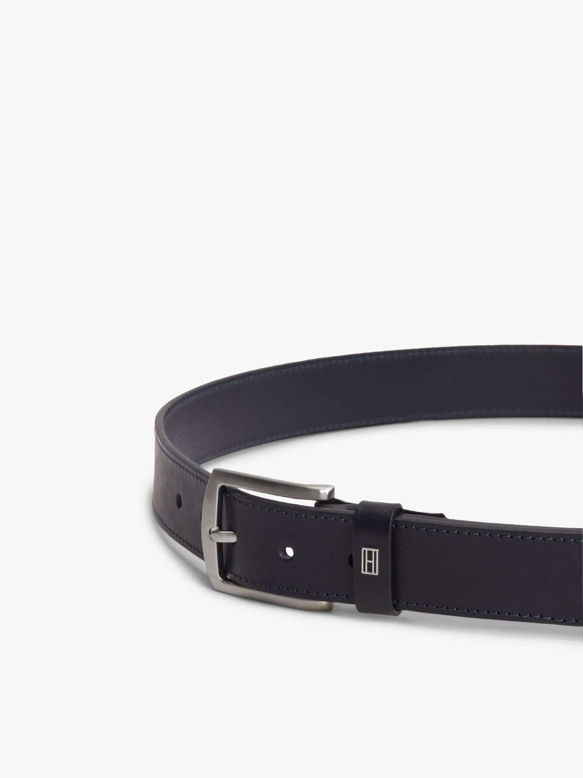 Square Buckle Leather Belt — Space Blue