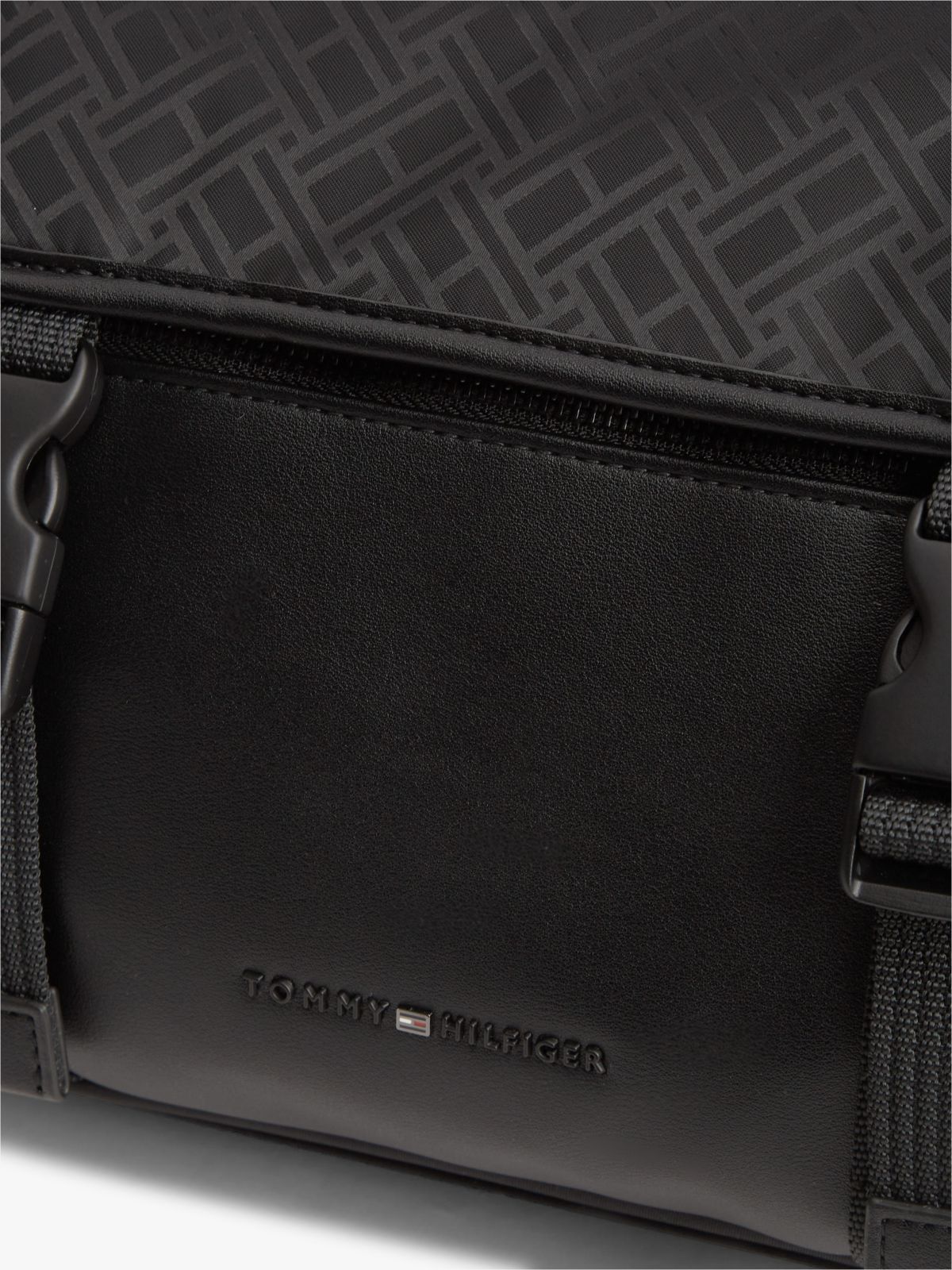 Flag Logo Jacquard Satchel — Black