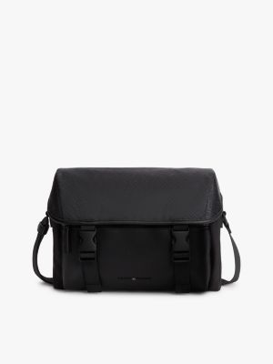 Flag Logo Jacquard Satchel, Black