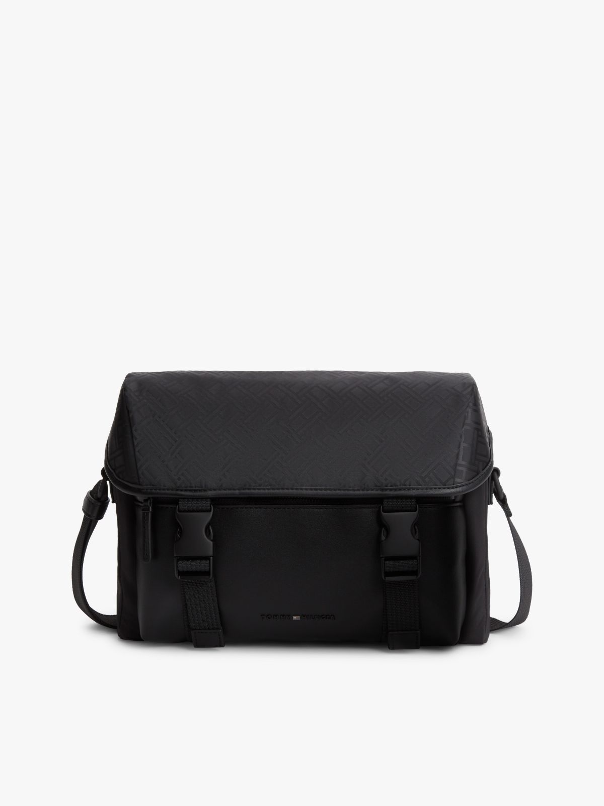Flag Logo Jacquard Satchel — Black