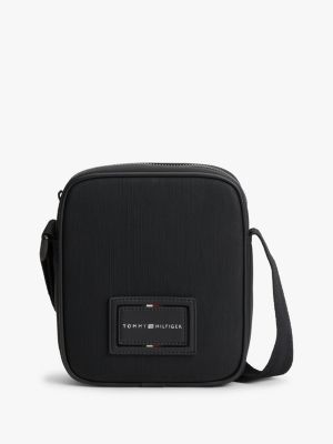 Hilfiger Logo Textured Mini Reporter Bag, Black