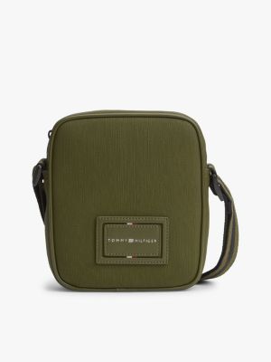 Hilfiger Logo Textured Mini Reporter Bag, Olivewood