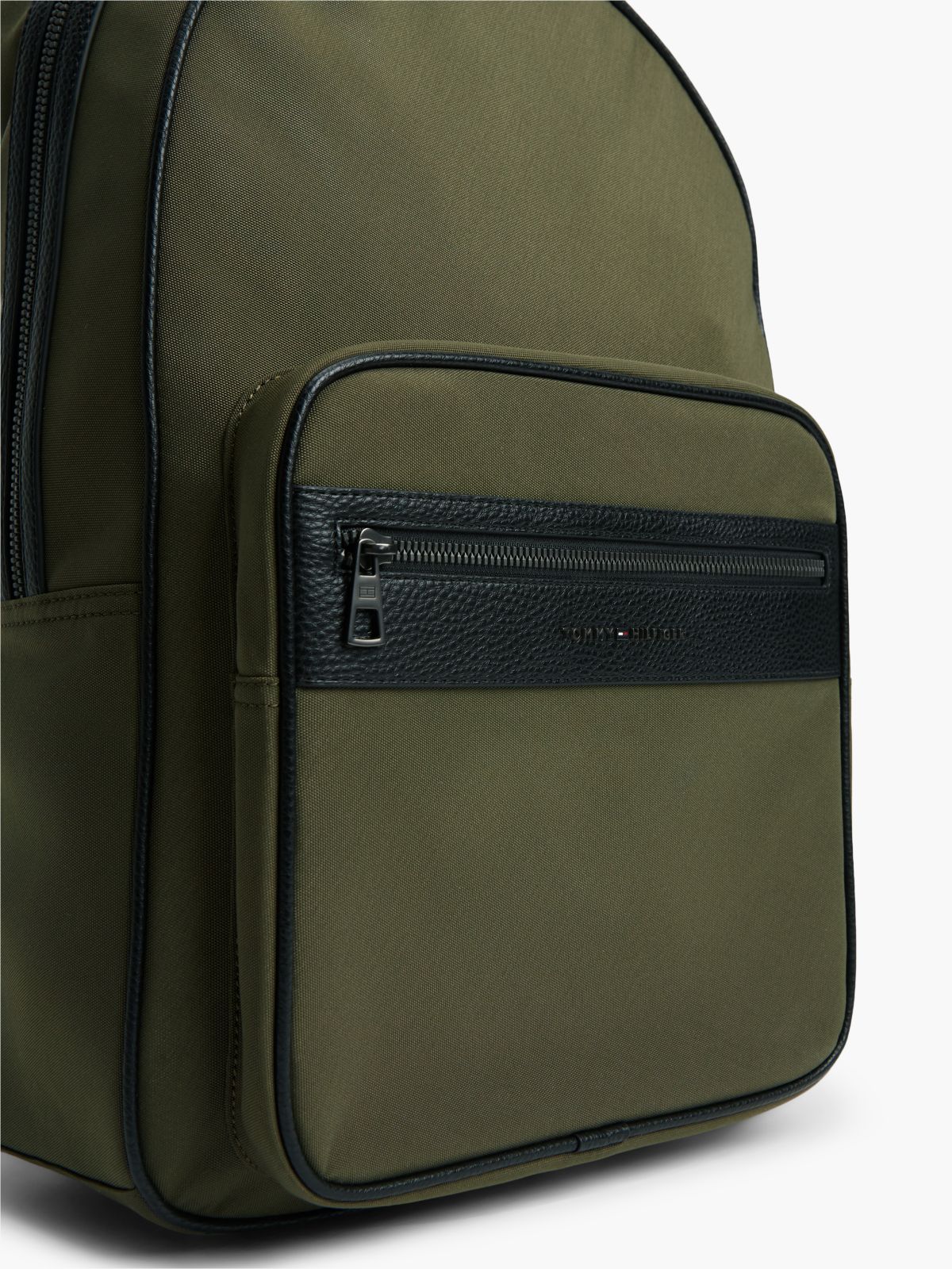 Water-Repellent Mixed-Media Backpack — Platinum Olive