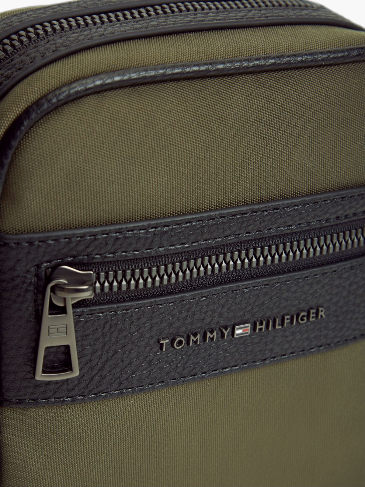 Water-Repellent Mixed-Media Reporter Bag — Platinum Olive