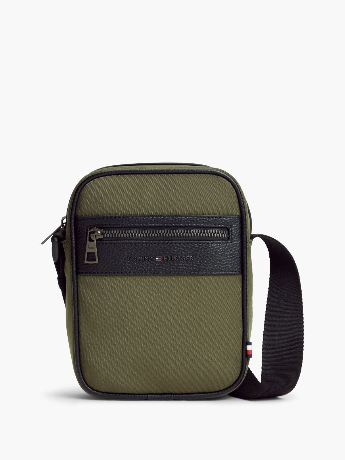 Water-Repellent Mixed-Media Reporter Bag — Platinum Olive